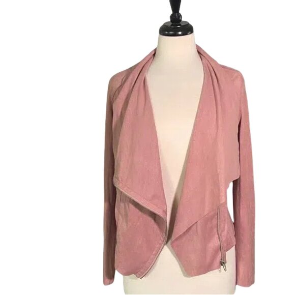 Elegant Pink Women's Faux Suede Jacket - Picture 3 of 5